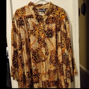 Maggie Barnes Plus Size 3X  Women's Animal Print Blouse